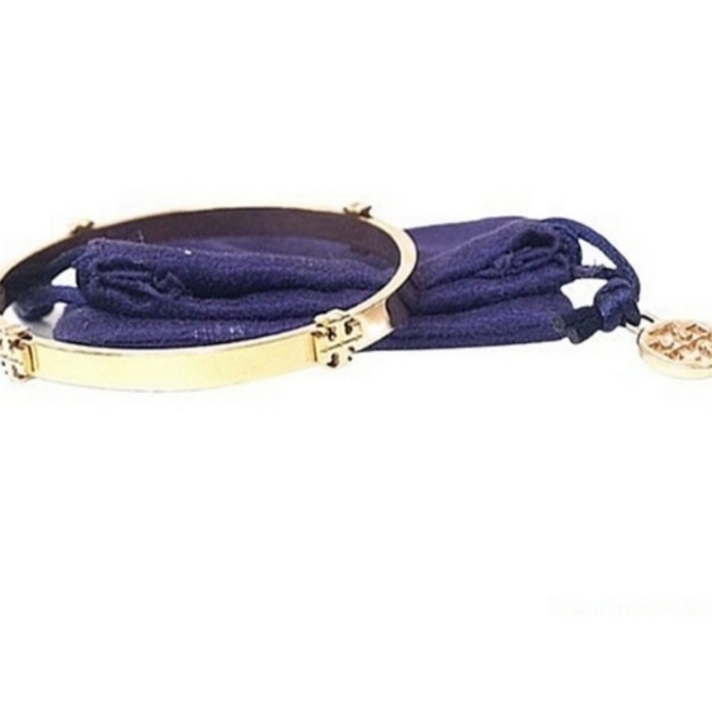 Tory Burch Gold Logo Station Bangle Bracelet, NWT